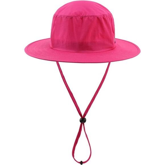 Kids Sun Protection Hat Quick Dry Adjustable Wide Brim Mesh Rose Red - Picture 3 of 7